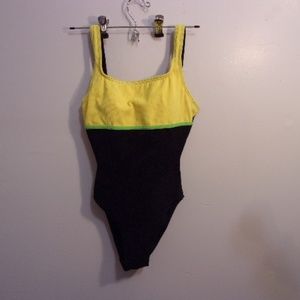 Black, Yellow, and Lime Swim Suit Sz 8 Tall